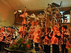 Zebras und Giraffen