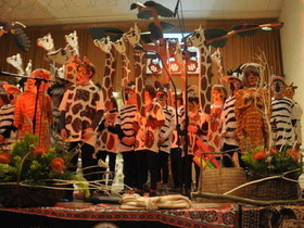 Giraffen, Erdmännchen und Zebra
