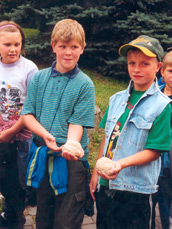 Children with paste
